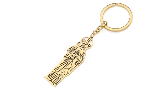 BONSNY Pâques 18 carats plaqué or en acier inoxydable croix jésus porte-clés sac à main porte-clés de voiture anneau cadeau de fête pour femmes filles – Image 10