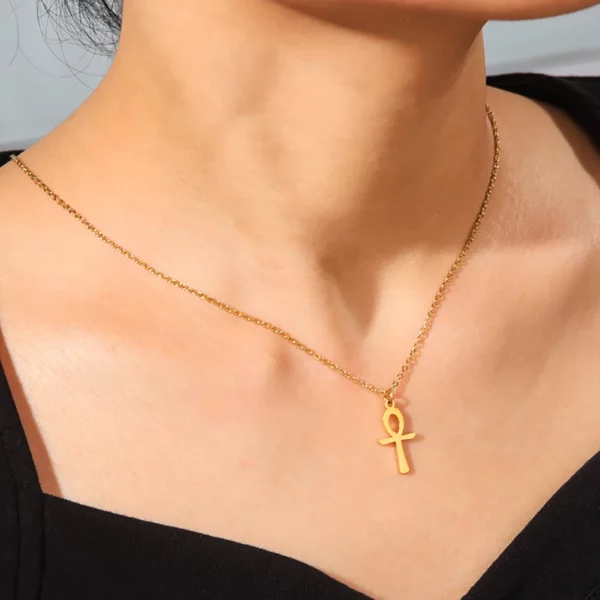 Lucktune Ankh croix amulette égyptienne collier en acier inoxydable clé de la vie symbole Crucifix pendentif collier femmes Religion bijoux – Image 27