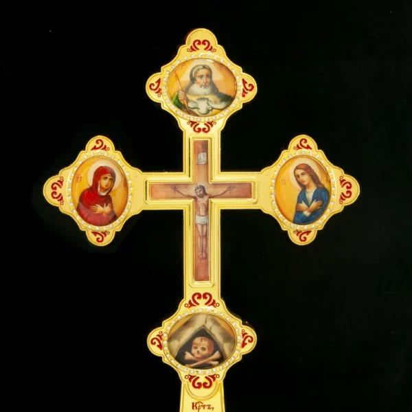 HTISOK-Croix Orthodoxe Réaliste, Cadeau Religieux, Alliage D.lique Plaqué Or, Passion Jésus, Sainte Image, Croix de Prière – Image 5