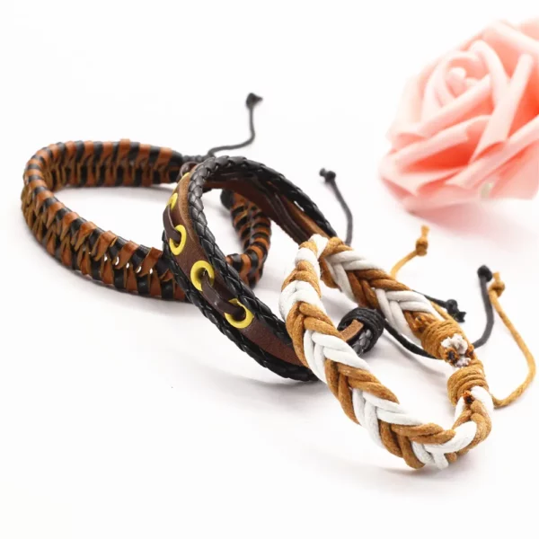 WESTBULL 3 pièces/ensemble Bracelets en cuir multicouche pour hommes croix charme Homme Bracelets cadeau bijoux – Image 39
