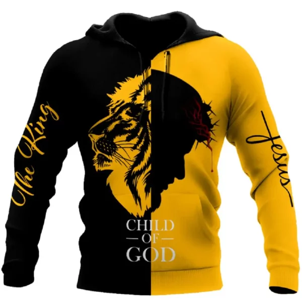 Sweat à capuche imprimé 3D chrétien Jésus pour hommes, sweat à capuche Harajuku, pull décontracté, streetwear, veste respirante, vêtements à la mode, nouveau – Image 2