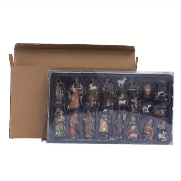 Ornements de naissance du Christ, scène de la Nativité, artisanat en résine, décoration de crèche de Noël, figurine catholique Auckland, cadeaux, 20 pièces par ensemble – Image 7