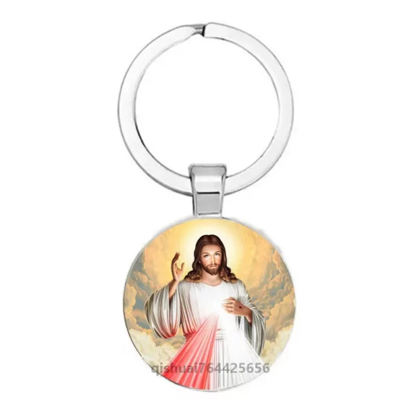 Hot! Porte-clés fille du cœur sacré de jésus, bijoux de marque de luxe, Cabochon en verre, ailes d'ange, vente en gros – Image 12