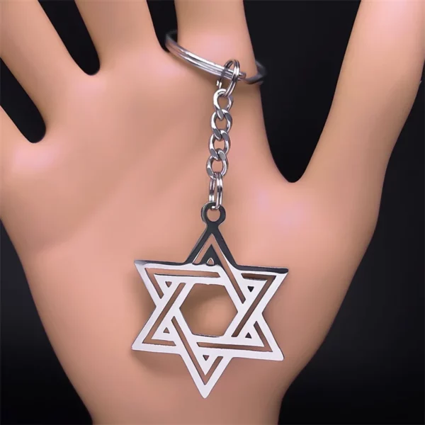 Hexagram Jewish Star of FC Key pour hommes et femmes, acier inoxydable, document argenté, protection de Jérusalem, cadeau de bijoux, K2678SRS08 – Image 5