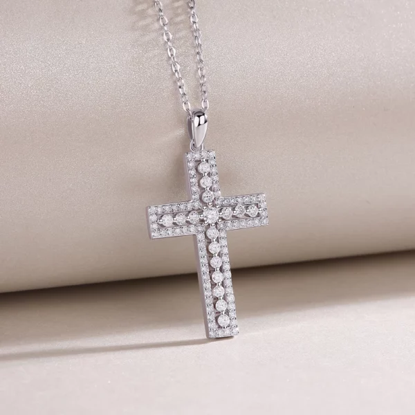 Serenity – collier croix Moissanite couleur D, 2mm, pour femmes et hommes, en argent Sterling S925, pendentif jésus scintillant, chaîne de cou, anniversaire – Image 13