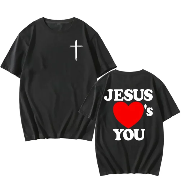Verset de la Bible chrétienne 2025 nouveaux t-shirts jésus vous aime T-shirt col rond été coton T-shirt Camisetas hommes femmes vêtements T-shirt – Image 7