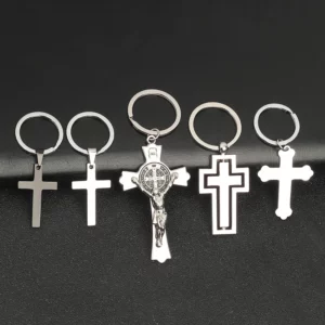 Pendentif croix de transfert, porte-clés en métal en acier inoxydable, petit cadeau