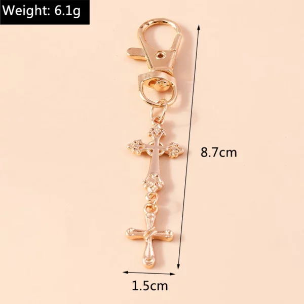Porte-clés croix en cristal chic, porte-clés religieux de Jésus, porte-clés de voiture, pendentif de sac à main, accessoires de bijoux à bricoler soi-même – Image 37