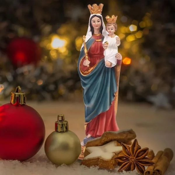 Statue de Mère Marie en Résine, Tenant Jésus, Figurine Décorative, Collection Renaissance, Cadeau Religieux pour la Maison – Image 12