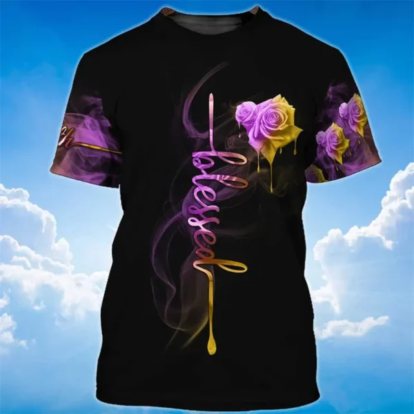 Mode 3D jésus croix impression t-shirt pour hommes christianisme dieu graphique surdimensionné T-shirts quotidien décontracté col rond à manches courtes hauts – Image 12
