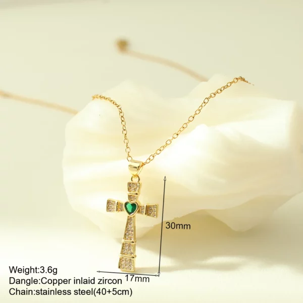 Nouveau en été couleur or bijoux pour Boho Croix et Vierge Marie Collier Pour Femmes En Acier Inoxydable Longue Chaîne Jésus Choker – Image 15