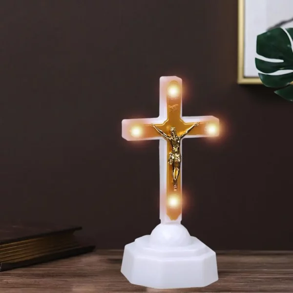 Figurine de croix de Jésus-Christ, lumière LED 3D, lampe de enseigne de face chrétienne, veilleuse – Image 10