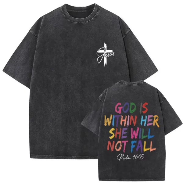 T-shirt délavé Vintage pour hommes et femmes, style religieux chrétien, jésus pardonne le père, gothique Rock, surdimensionné, Streetwear – Image 36