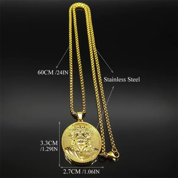 Collier pendentif tête d'épine de jésus pour femmes et hommes, en acier inoxydable, couleur or, Religion, amulette catholique, chaîne, bijoux cadeaux – Image 6