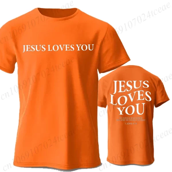 Jésus vous aime lettre imprimer hommes femmes T-Shirts été respirant doux T-Shirts rue mode à manches courtes décontracté Sport vêtements – Image 4