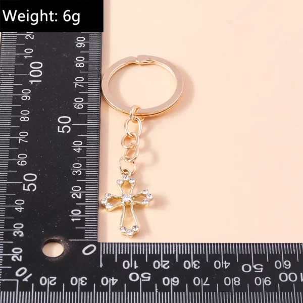 Porte-clés religieux croix en cristal biscuits pour femmes et filles, porte-clés, porte-clés, breloques de sac à main, bijoux à bricoler soi-même, cadeaux, luxe – Image 33