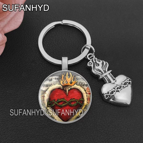 Porte-clés du Sacré Coeur de Jésus pour Maison Porte-clés Catholique pour Femme et Homme – Image 7