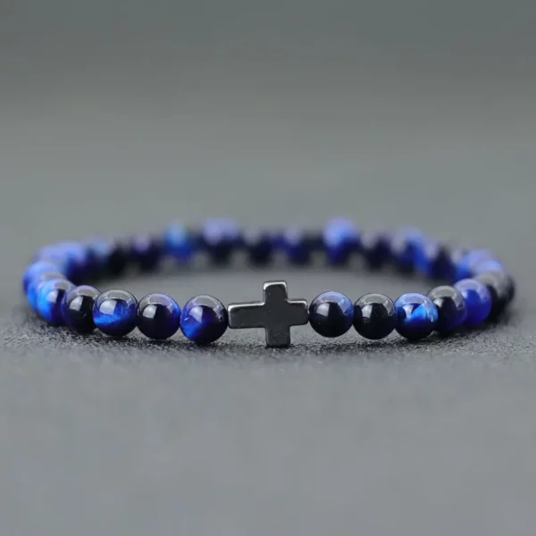Bracelet croisé minimaliste pour hommes, 6mm, yeux de tigre naturels, pierre, cadeau pour lui, accessoires de Camping, Bileklik Erkek Pulseira – Image 5