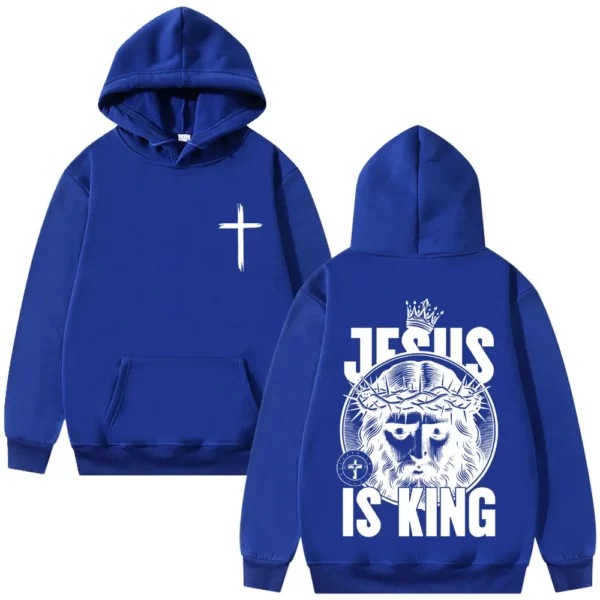 Christian jésus est roi sweat à capuche graphique hommes femmes Hip Hop mode Vintage surdimensionné Streetwear unisexe polaire coton sweat – Image 9