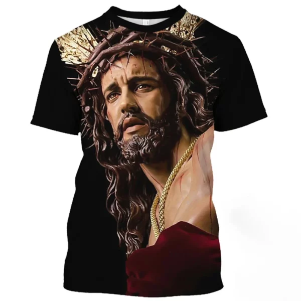 Jésus chrétien croix catholique t-shirts pour hommes dieu imprimer décontracté à manches courtes surdimensionné T-shirt Harajuku unisexe col rond t-shirts – Image 13
