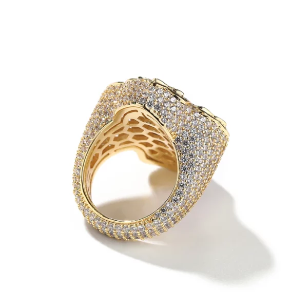 Nouveau glacé Bling CZ croix anneau plaqué or broche réglage cubique zircone grands anneaux mode Hip Hop luxe femmes hommes bijoux – Image 21