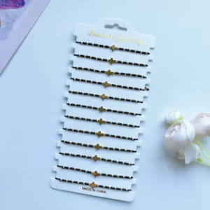Bracelet en alliage de perles de riz croisées, 12 pièces, ensemble de bracelets réglables à la mode pour hommes et femmes
