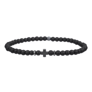 Bracelets en pierre de lave constants ique naturelle pour hommes et femmes, perle noire, bracelet croisé classique, breloque, bijoux de poignet à la mode, 6mm, 256, 2024