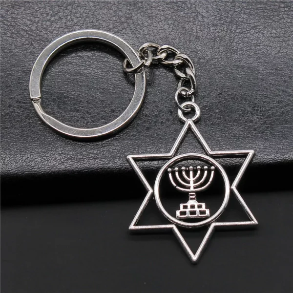 Porte-clés Vintage Étoile de FC ci-après, Menorah, HanuPatrick ah, Religieux, Jupostal, sur Sac, Pantalon, Bijoux, Cadeau de ix – Image 3
