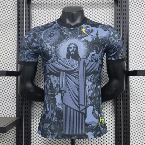 Haut d'entraînement de Football d'été, édition spéciale brésilienne, maillot de Football jésus noir gris, t-shirts d'extérieur à séchage rapide pour enfants et adultes – Image 2