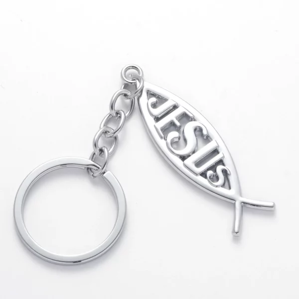 Porte-clés de voiture en métal avec logo de Jésus et du poisson, porte-clés, porte-clés, porte-clés, adapté à toutes les voitures et motos, accessoires – Image 10