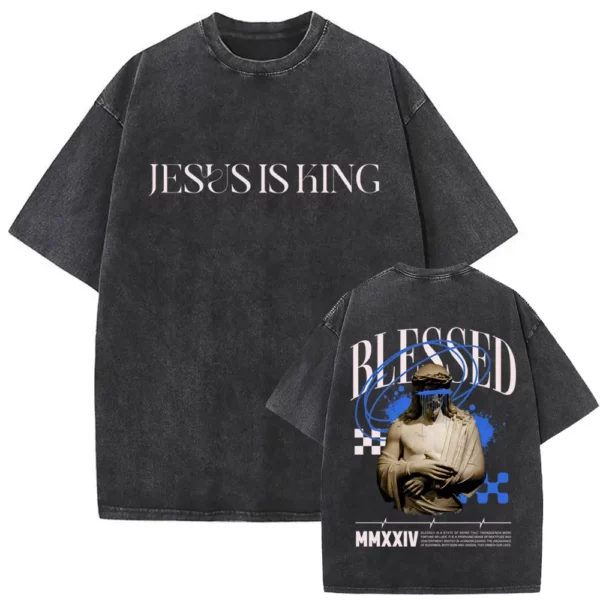 Série religieuse chrétienne jésus Vintage lavé T-shirt hommes femmes gothique Rock surdimensionné à manches courtes t-shirts Hip Hop Streetwear – Image 31
