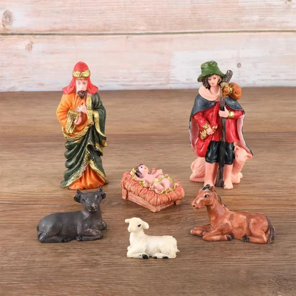 Ensemble de Figurines de la nativité du Christ, 10 pièces, décoration de scène de la nativité de noël, ornement, cadeaux artisanaux – Image 3