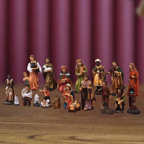 Ensemble de figurines de scène de la Nativité de Noël, artisanat d'ornement de crèche de Jésus, décorations brittop, figurines en résine, 20 pièces – Image 7