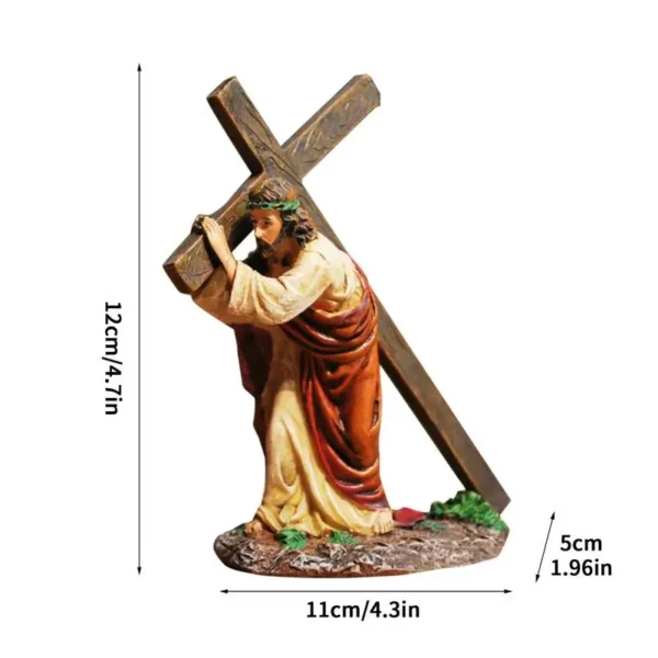 Ornement en résine de statue de croisé de Jésus, petit Jésus portant un crosson, le chemin du calvaire, décoration de la maison – Image 6