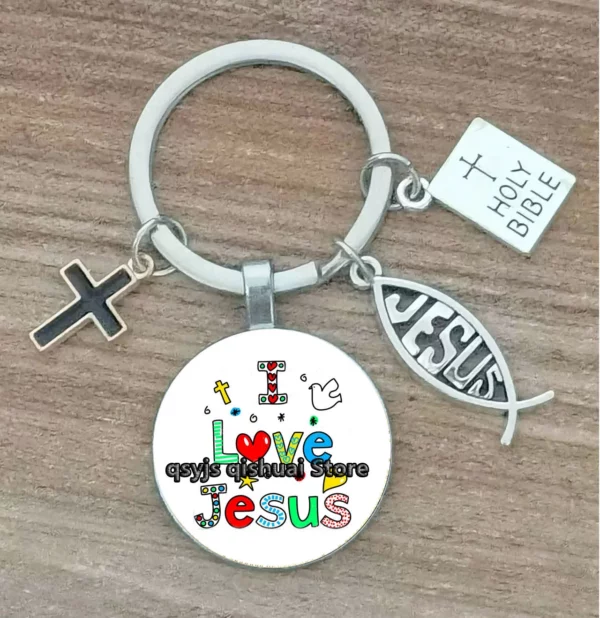 Porte-Clés Personnalisé avec Lettres de Dieu Imprimées, Ornement de la Foi de Jésus, Cadeau de Manucure – Image 5