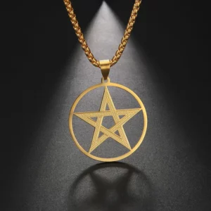 Hip Hop ajouré pentagramme pendentif collier pour hommes femmes mode acier inoxydable couleur or boîte chaîne collier bijoux cadeau