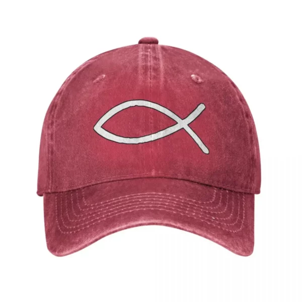 Été Homme jésus poisson Ichthys symbole chrétien casquettes de Baseball Vintage Cowboy chapeaux Sport jean casquette chapeaux – Image 11