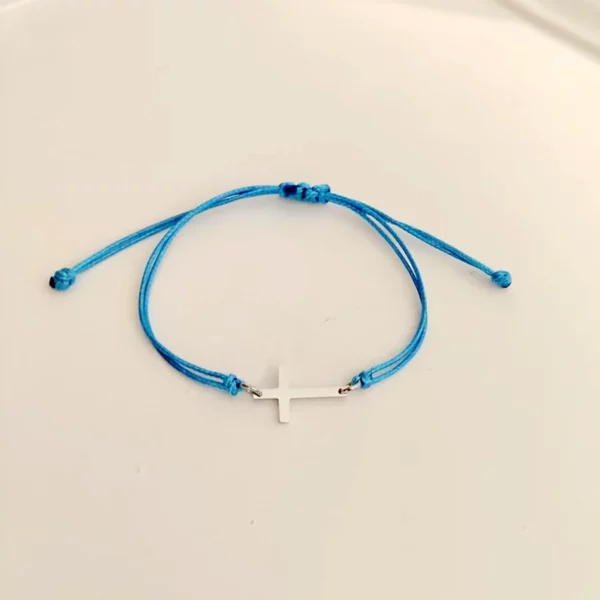 Bracelet à breloques croix en acier inoxydable pour hommes et femmes, 10 pièces, fait à la main, tressé, chaîne porte-bonheur réglable, bijoux cadeau – Image 8