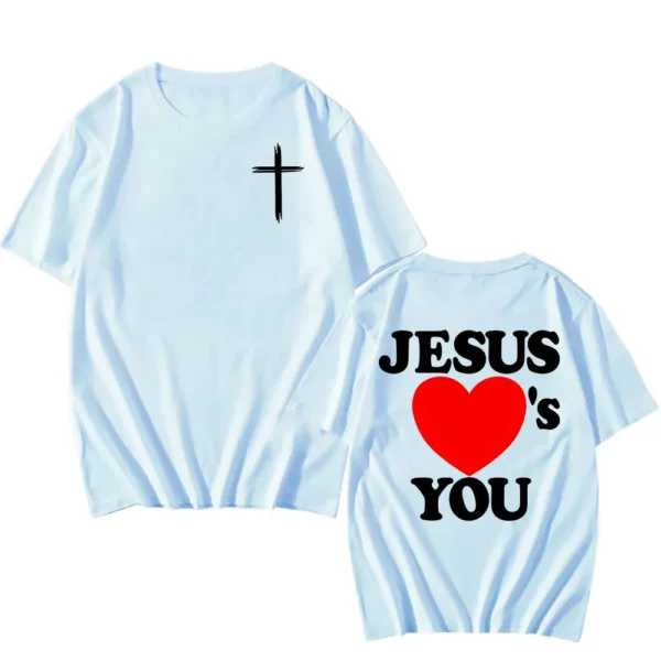 Verset de la Bible chrétienne 2025 nouveaux t-shirts jésus vous aime T-shirt col rond été coton T-shirt Camisetas hommes femmes vêtements T-shirt – Image 5