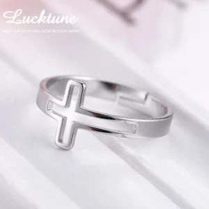 Lucktune – bagues gothiques en acier inoxydable pour femmes, anneau ajustable, croix creuse, couleur argent, pour Couple, bijoux tendance, cadeau d'anniversaire