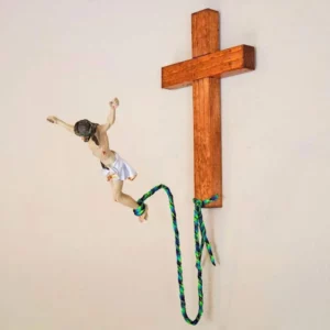 Jésus élastique mur croix décoration maison bureau église tenture murale saut Crucifix Christ sauveur Festival cadeau décorations pour la maison