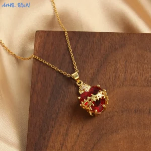 MHS.SUN plaqué or sacré coeur de jésus croix collier rouge Zircon religieux catholique pendentif colliers pour femmes filles bijoux