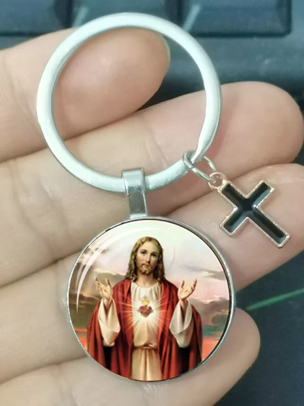 Vierge Marie, Mère des Bébés, Porte-clés, Jésus Christ, Pendentif Chrétien, Religion Catholique, Bijoux en Verre, Cadeau pour Homme et Femme – Image 18