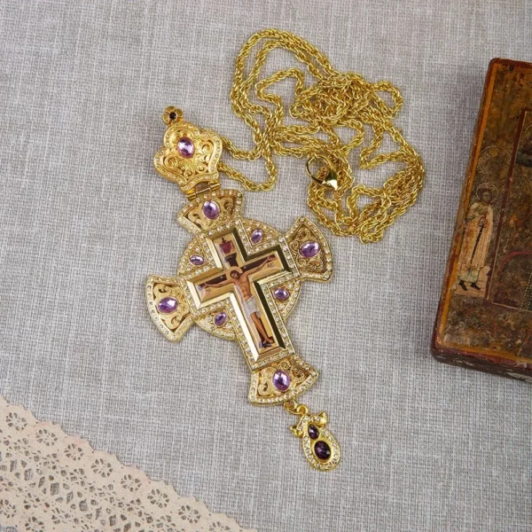 Russie Évêque de Pâques Prêtre Pectoral Jésus Croix Collier Pendentif Pasteur Orhodoxe Plante d'Or К uutст нап Daarсzis с  Ijп.05. – Image 16