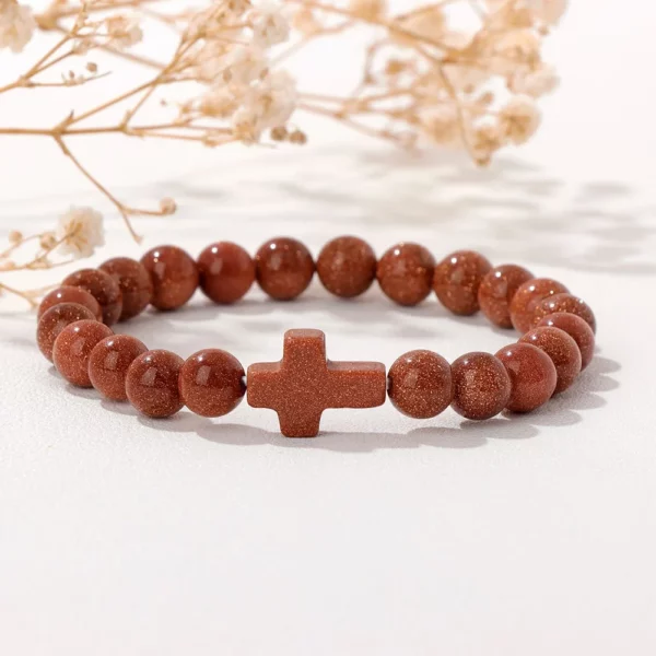 Croix opale pierre perles Bracelets pour Femme hommes prière Protection âme énergie guérison Quart Bracelet Yoga bijoux Homme Pulsera – Image 2