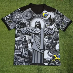 Meilleure vente d'été imprimé en 3D Brésil édition spéciale Jésus T-shirt pour hommes en jersey de football de sport respirant à séchage rapide.