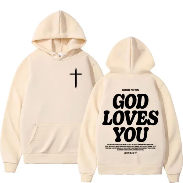 Sweats à capuche d'église de Jésus chrétien pour hommes et femmes, Harajuku, esthétique, verset de la Bible, dieu vous aime, Streetwear unisexe, Y2K PVD – Image 5