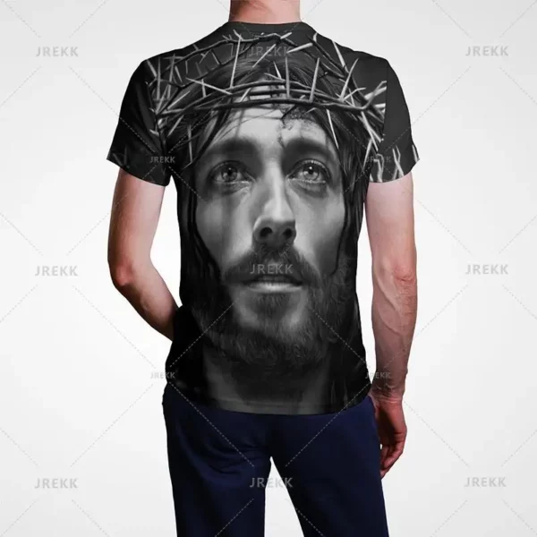 T-shirt à manches courtes imprimé 3D pour hommes et femmes, vêtements de rue décontractés, vêtements vintage, impression graphique du Christ Jésus, pop et hip hop, été – Image 26