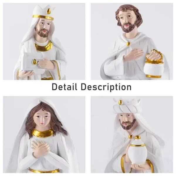 Décoration de groupe de crèche de Jésus de Noël, artisanat en résine, décoration de la maison douce, ensembles de la Sainte Famille, figurine de la Nativité – Image 4