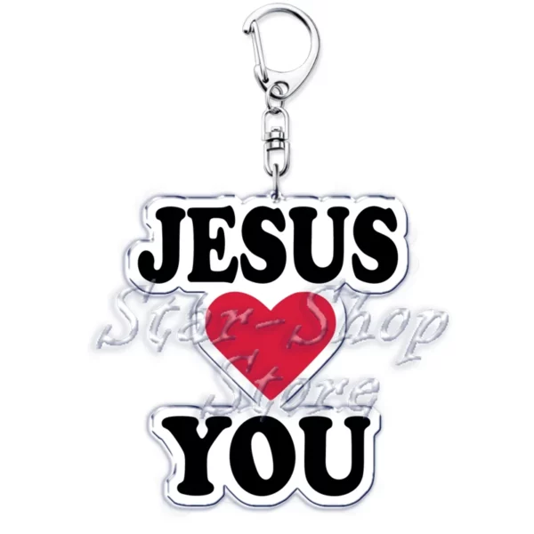 Jésus vous aime lettre porte-clés dieu chrétien Bible citation porte-clés pour accessoires sac pendentif porte-clés bijoux Fans amant cadeau – Image 8